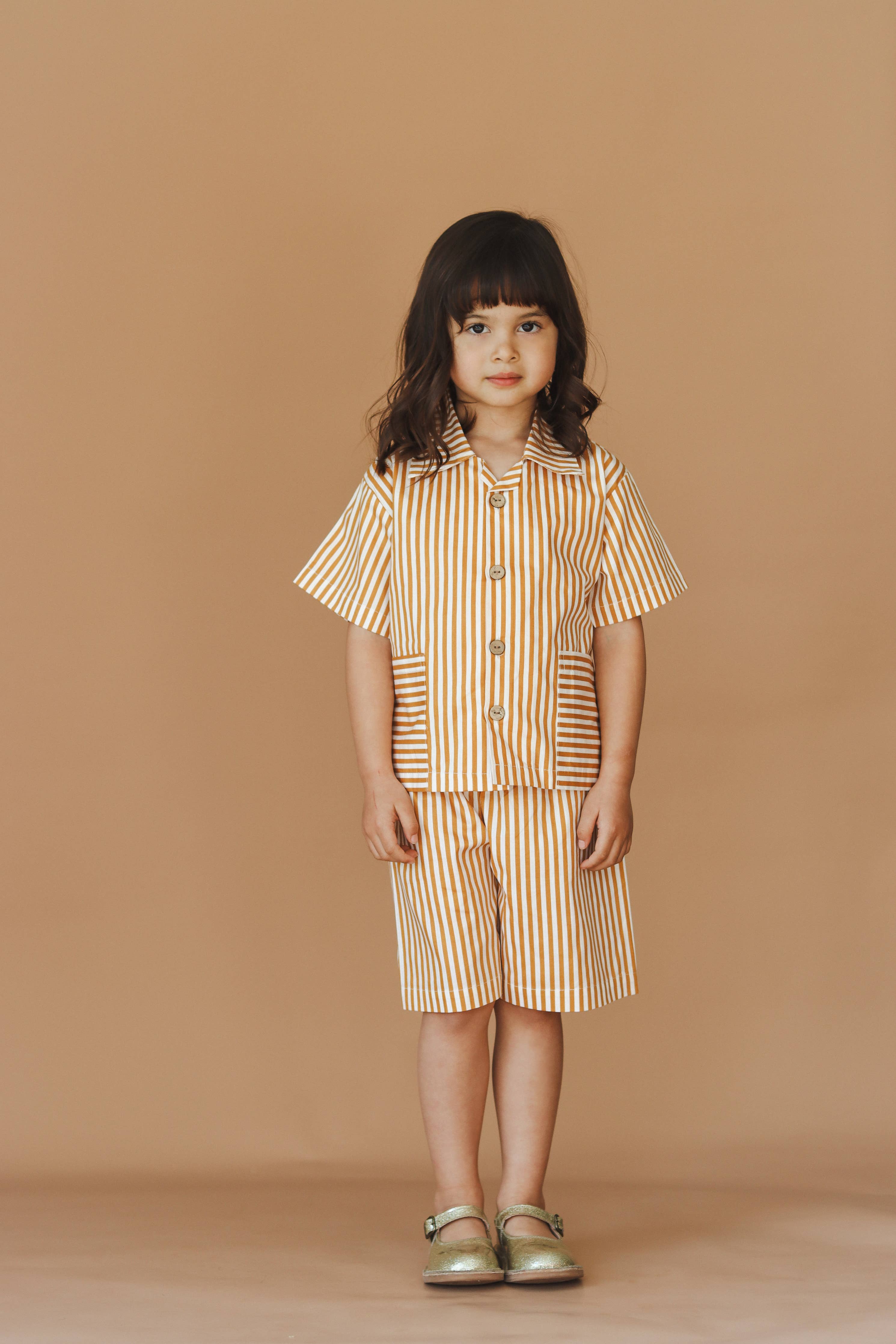 Two Piece Striped Short Sleeve Shirt + Shorts Set - Cotton Set - Everybody Amsterdam
