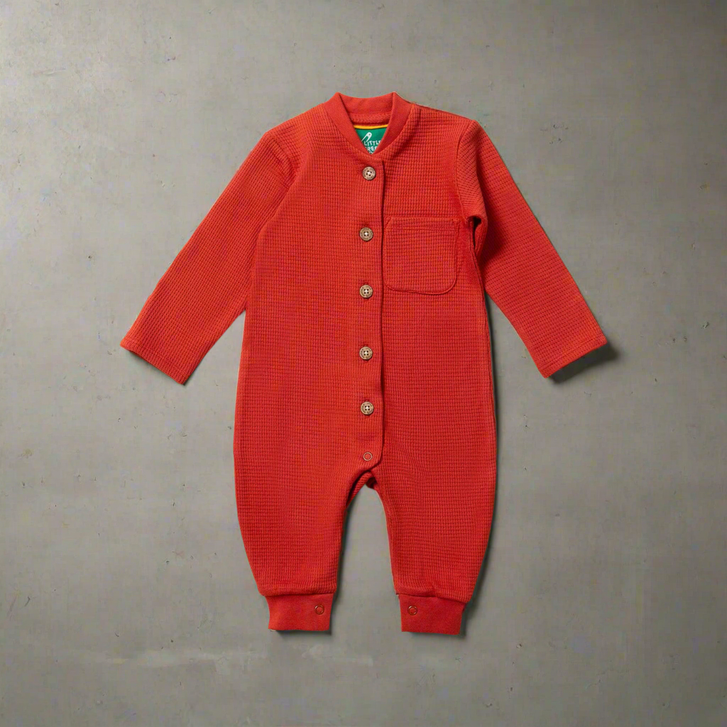 Hazelnut Waffle Organic Playsuit - Baby Playsuits - Everybody Amsterdam