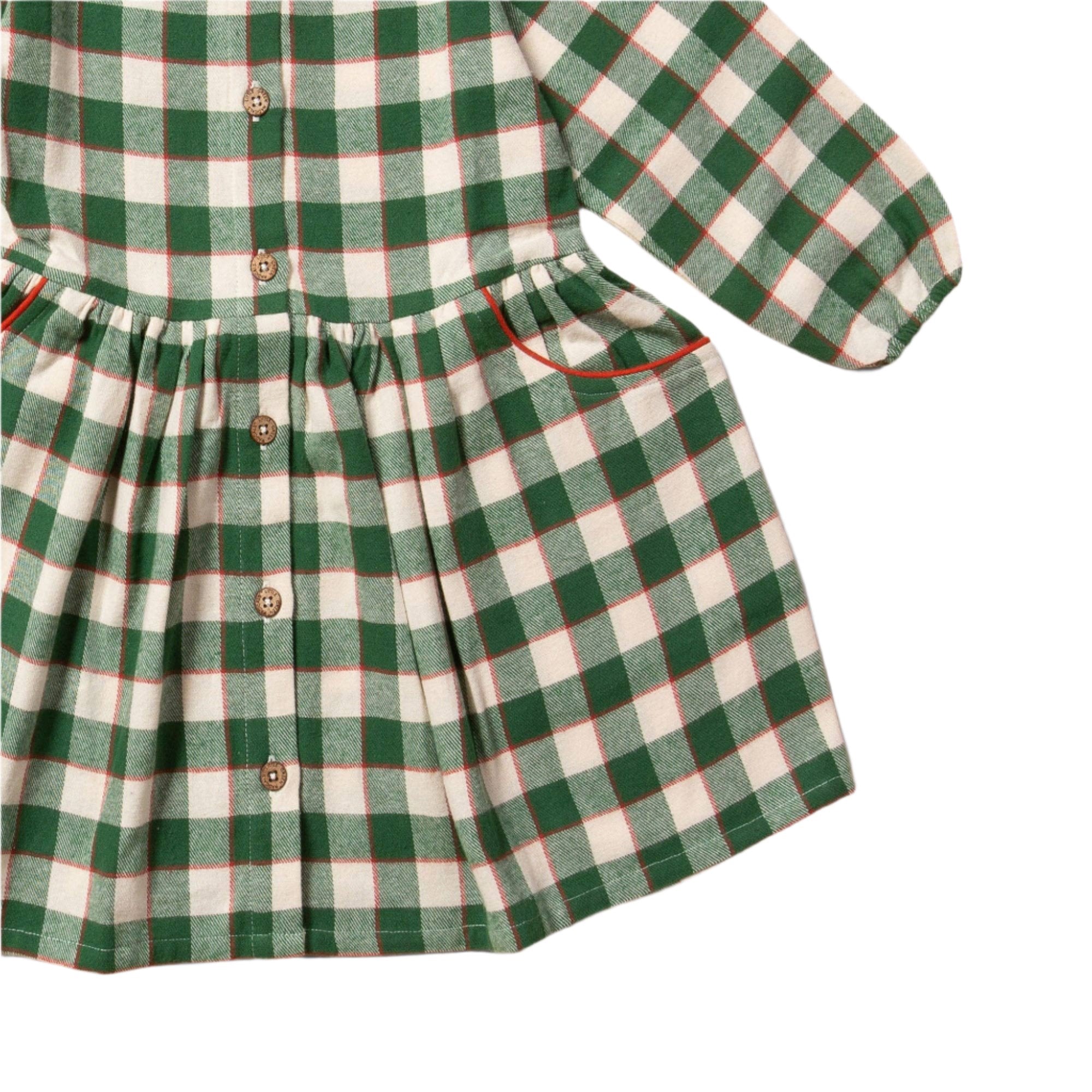 Fern Green Check Comfy Pocket Dress  - Dresses  - Everybody Amsterdam