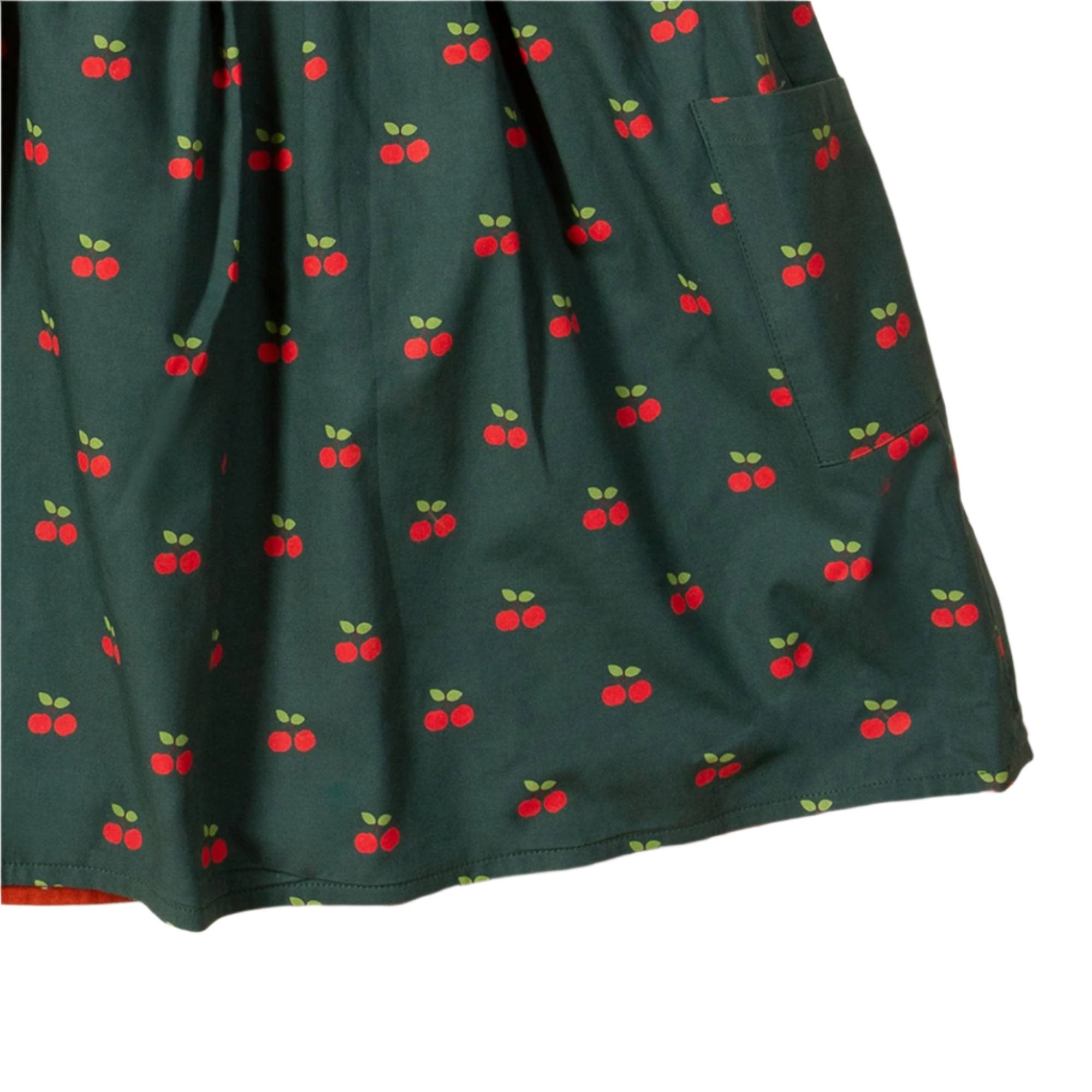 Olive Cherries Reversible Pinny Dress - Dresses - Everybody Amsterdam
