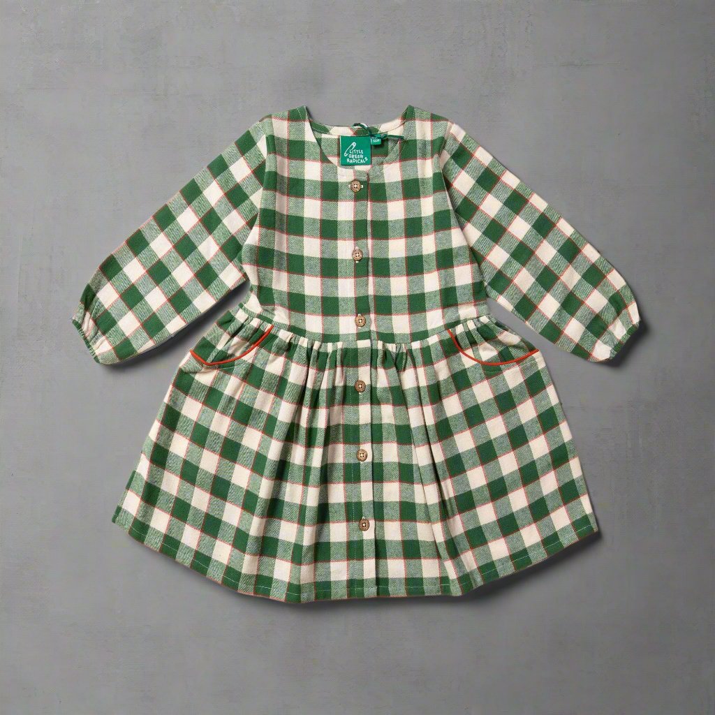 Fern Green Check Comfy Pocket Dress - Dresses - Everybody Amsterdam