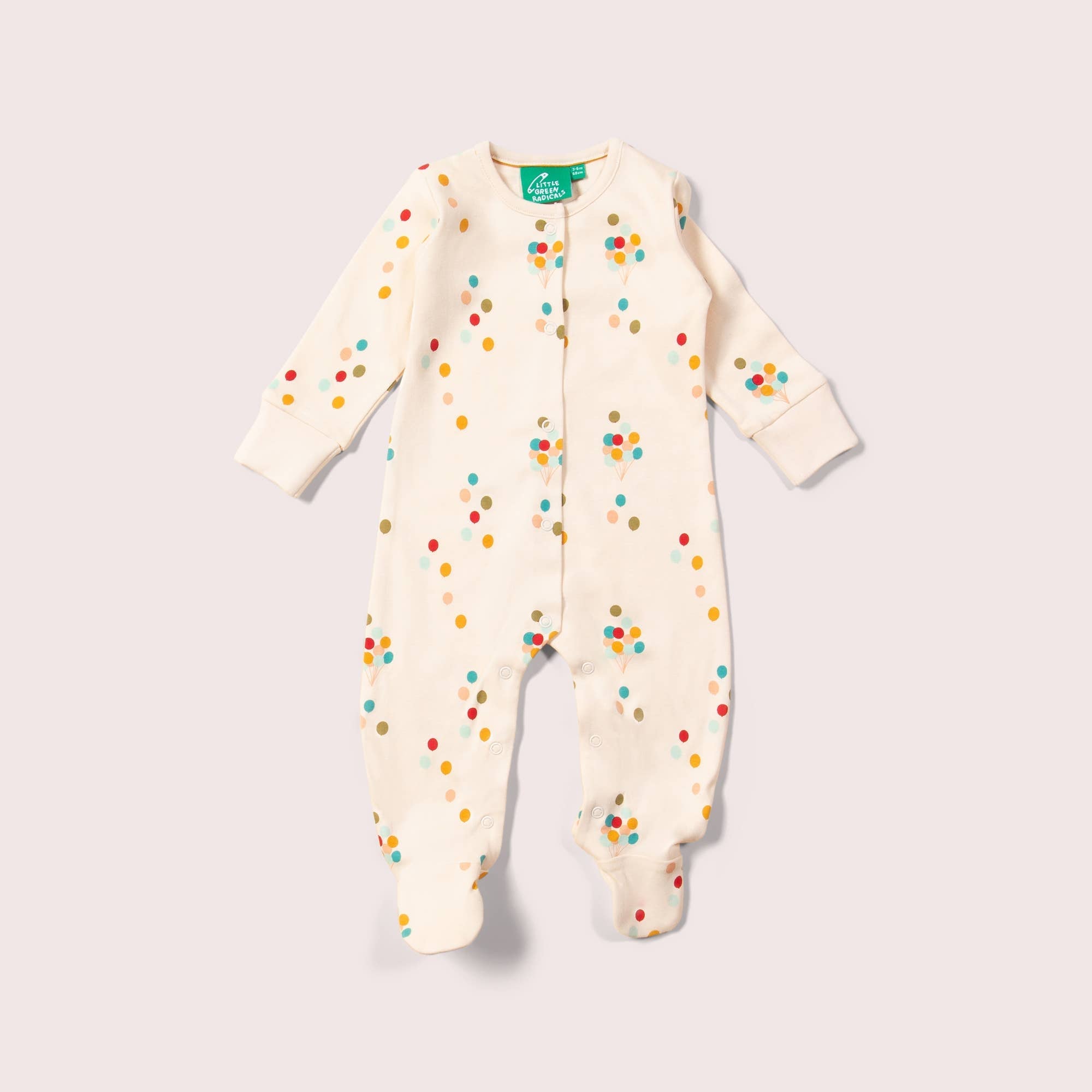 Rainbow Balloons Organic Babygrow Little Green Radicals