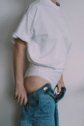 Every.body oversized t-shirt bodysuit white  - Body t-shirt  - Everybody Amsterdam