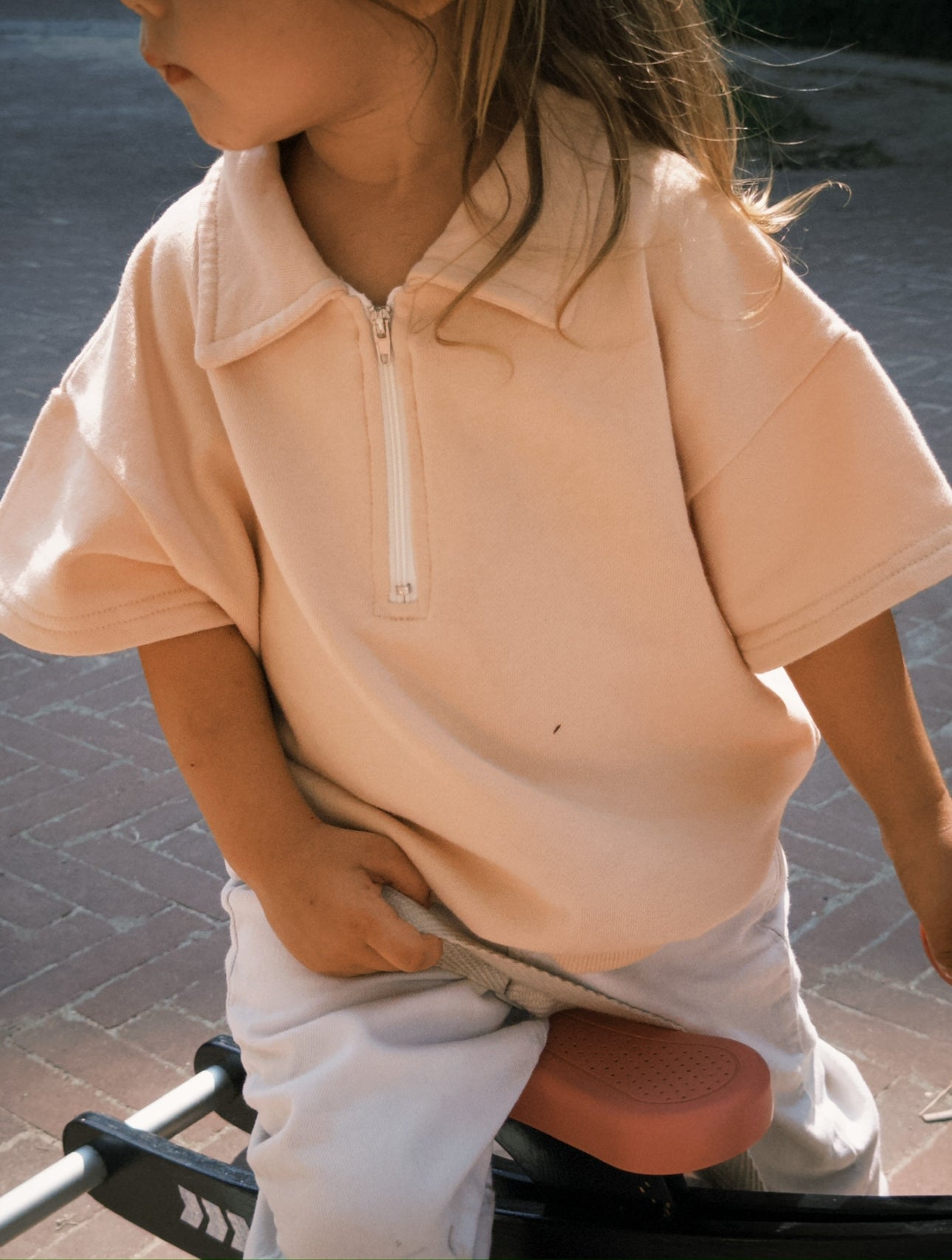 Sweatshirt Polo Zip Up - beige - mint