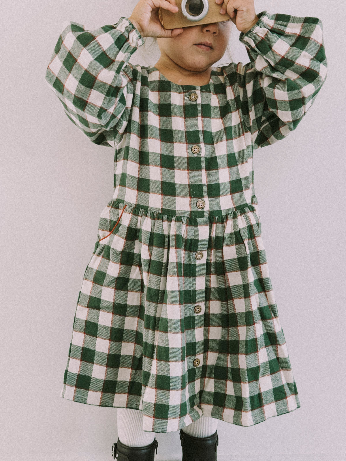 Fern Green Check Comfy Pocket Dress Little Green Radicals