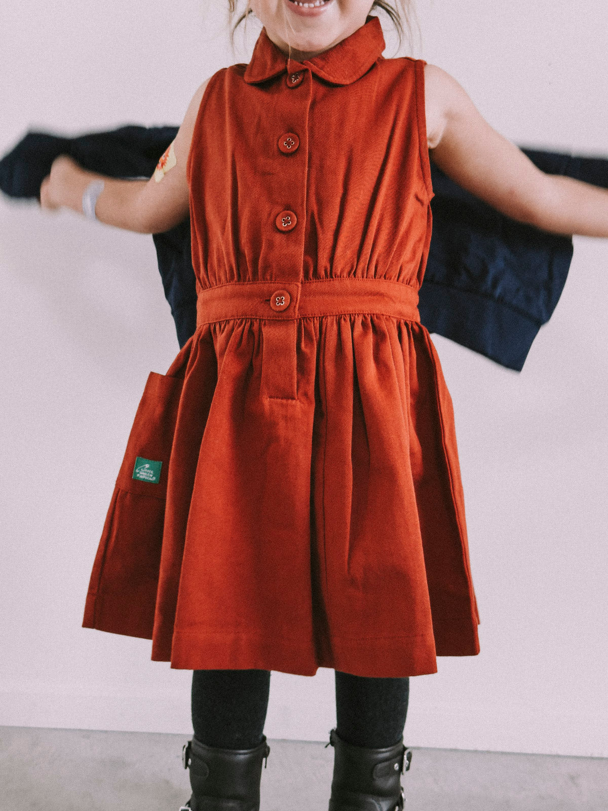 Walnut Pinafore Button Dress Little Green Radicals