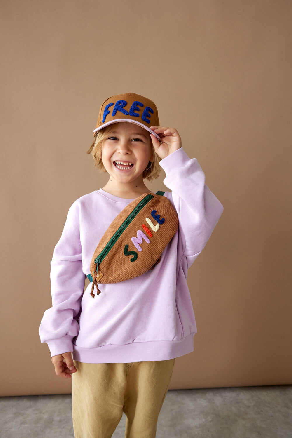 Mini Bum Bag Cord Little Gang Smile caramel - Bags & Backpacks - Everybody Amsterdam