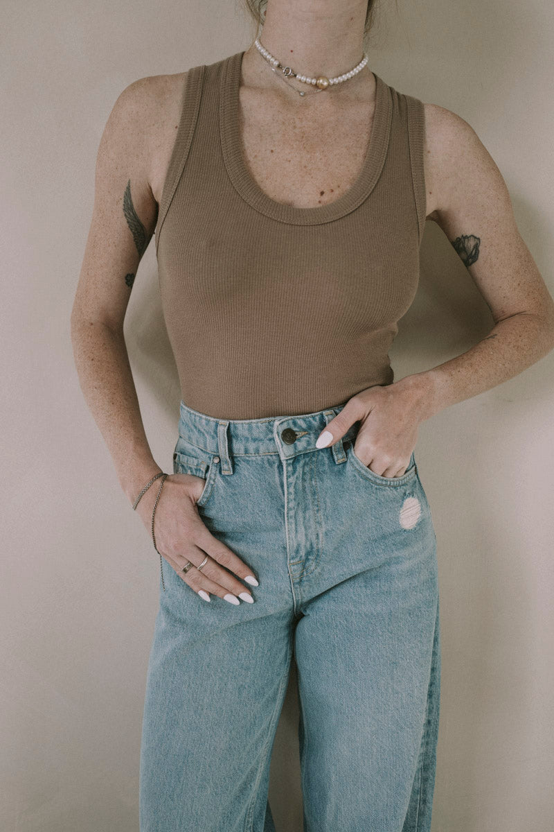 Every.body tank top bodysuit in taupe - Body tank top - Everybody Amsterdam