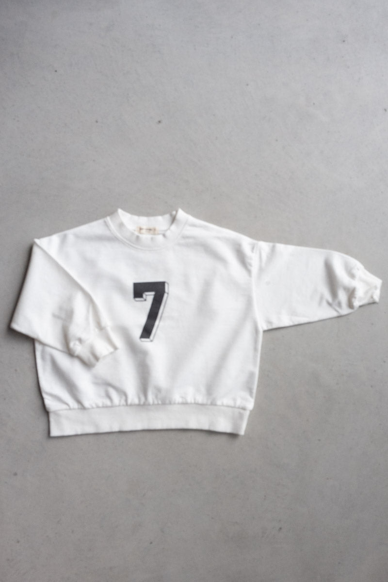 Lucky Seven Print Sweatshirt white - navy - Sweatshirt/Hoodie - Everybody Amsterdam