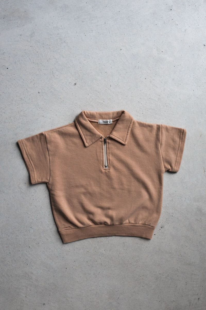 Sweatshirt Polo Zip Up - beige - mint - Sweatshirt/Hoodie - Everybody Amsterdam