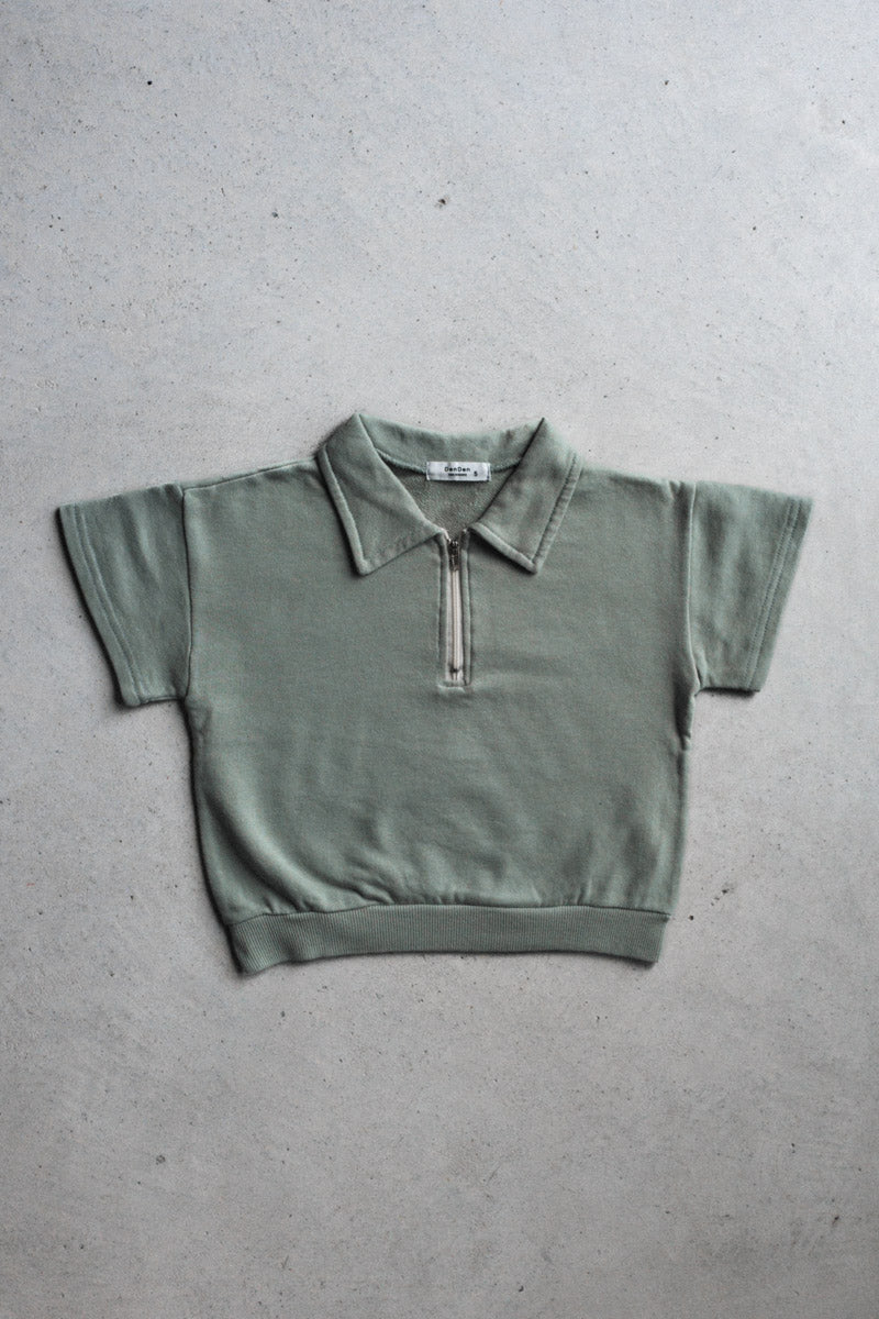 Sweatshirt Polo Zip Up - beige - mint - Sweatshirt/Hoodie - Everybody Amsterdam