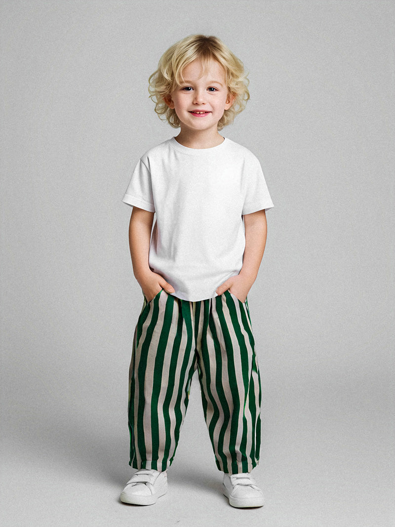 Baggy Summer Stripe Pants Green