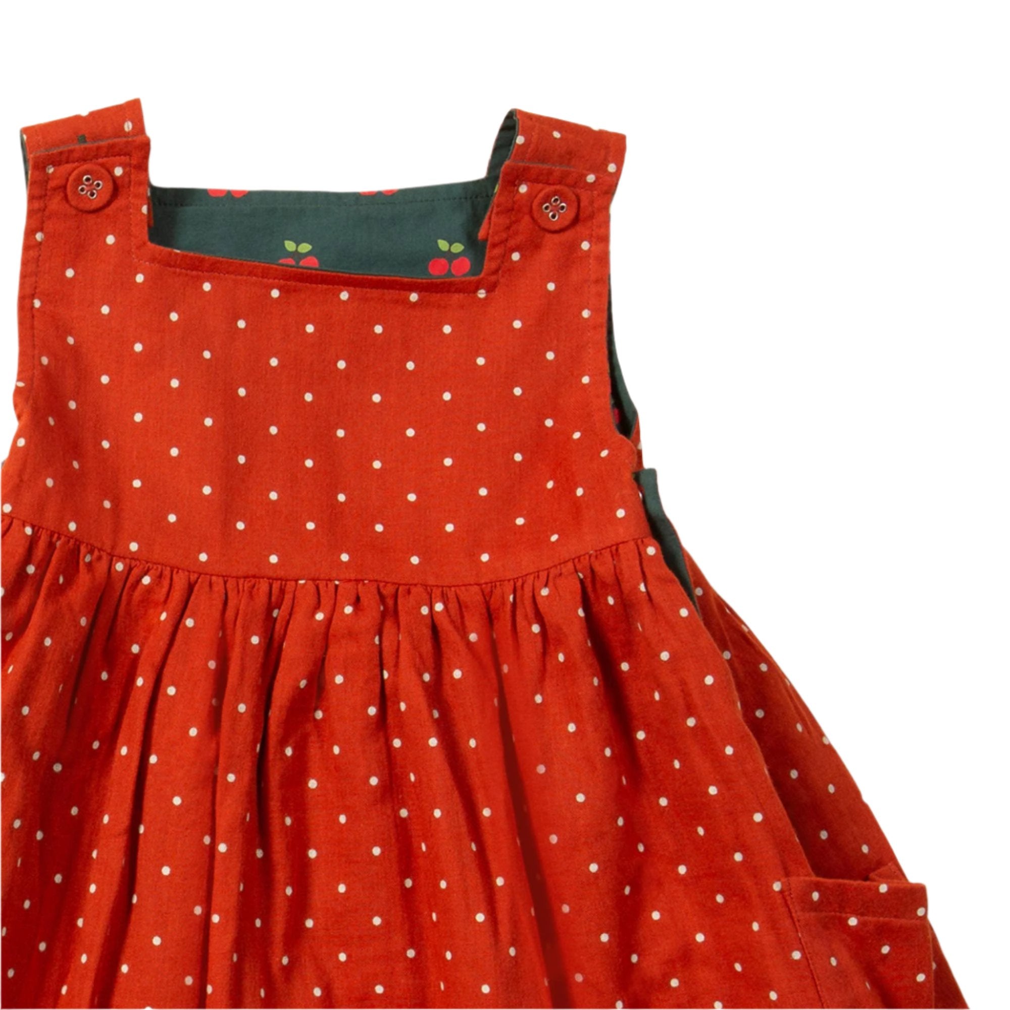 Olive Cherries Reversible Pinny Dress - Dresses - Everybody Amsterdam