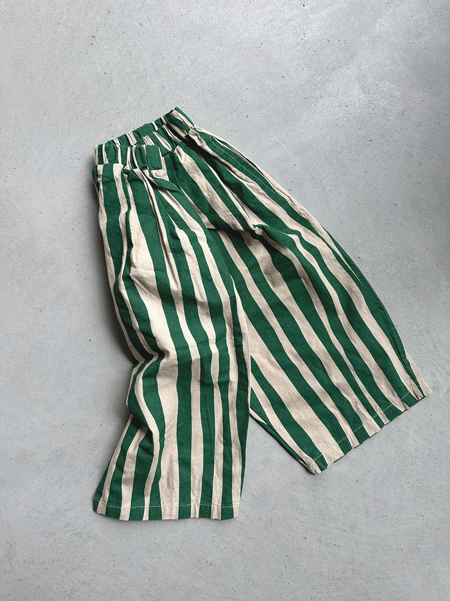 Baggy Summer Stripe Pants Green
