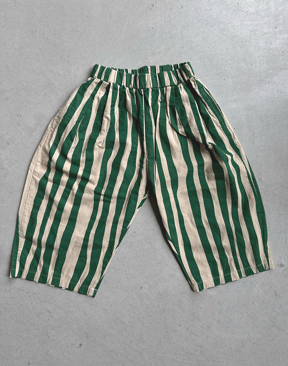 Baggy Summer Stripe Pants Green