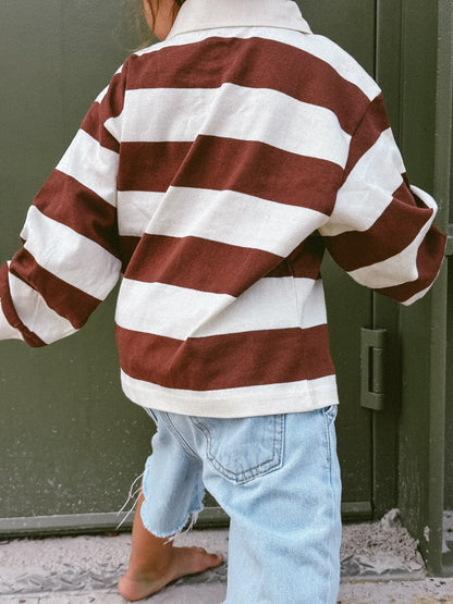Oversized Polo - beige + brown