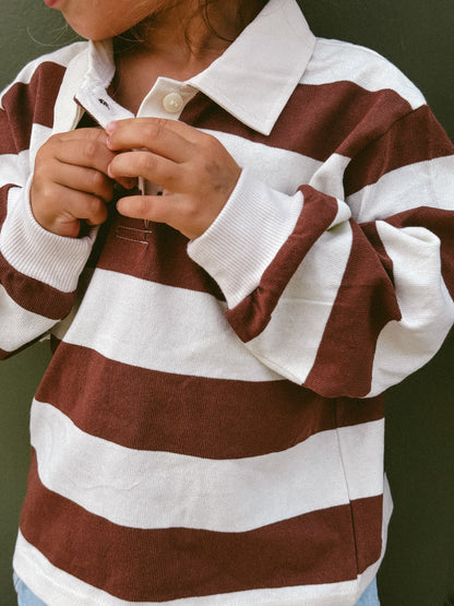 Oversized Polo - beige + brown