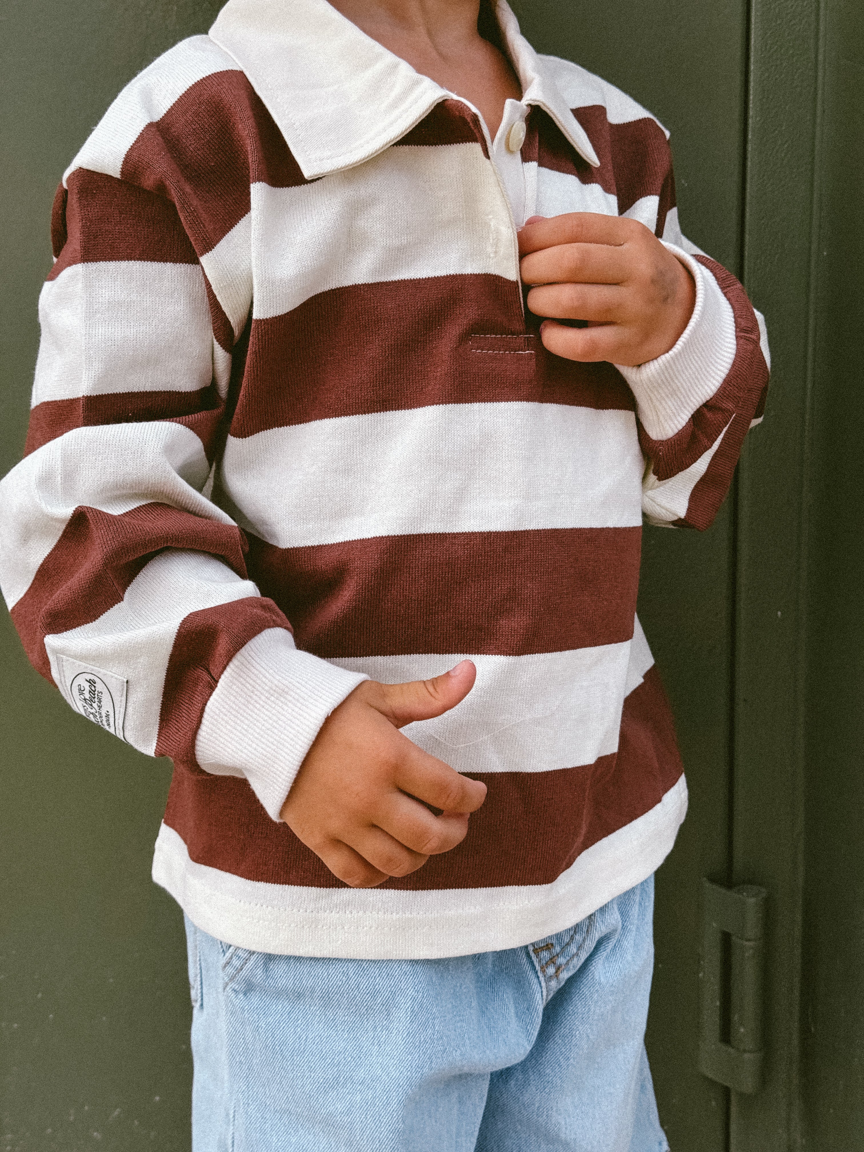 Oversized Polo - beige + brown