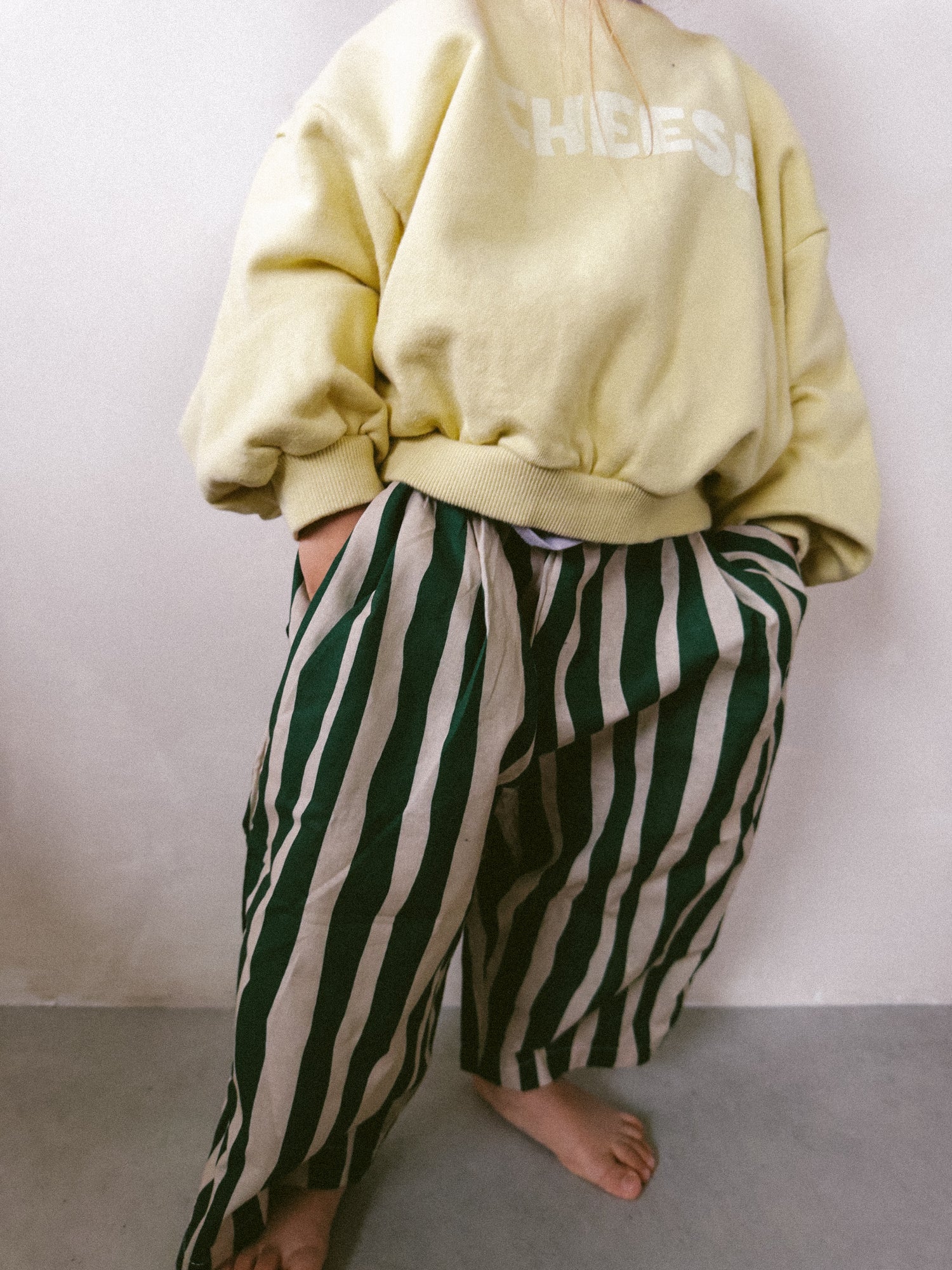 Oversized zomerstreepbroek groen