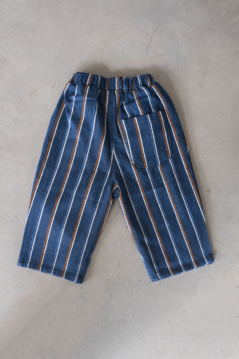 Oversized baggy striped denim pants for kids, featuring a relaxed fit and roomy pockets for comfort and style from the Every.Body selection.