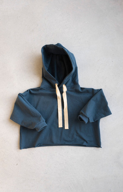 Sweat à capuche oversize court pour enfant Every.Body Bleu