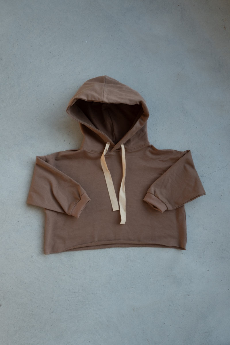 Sweat à capuche oversize court pour enfant Every.Body Taupe