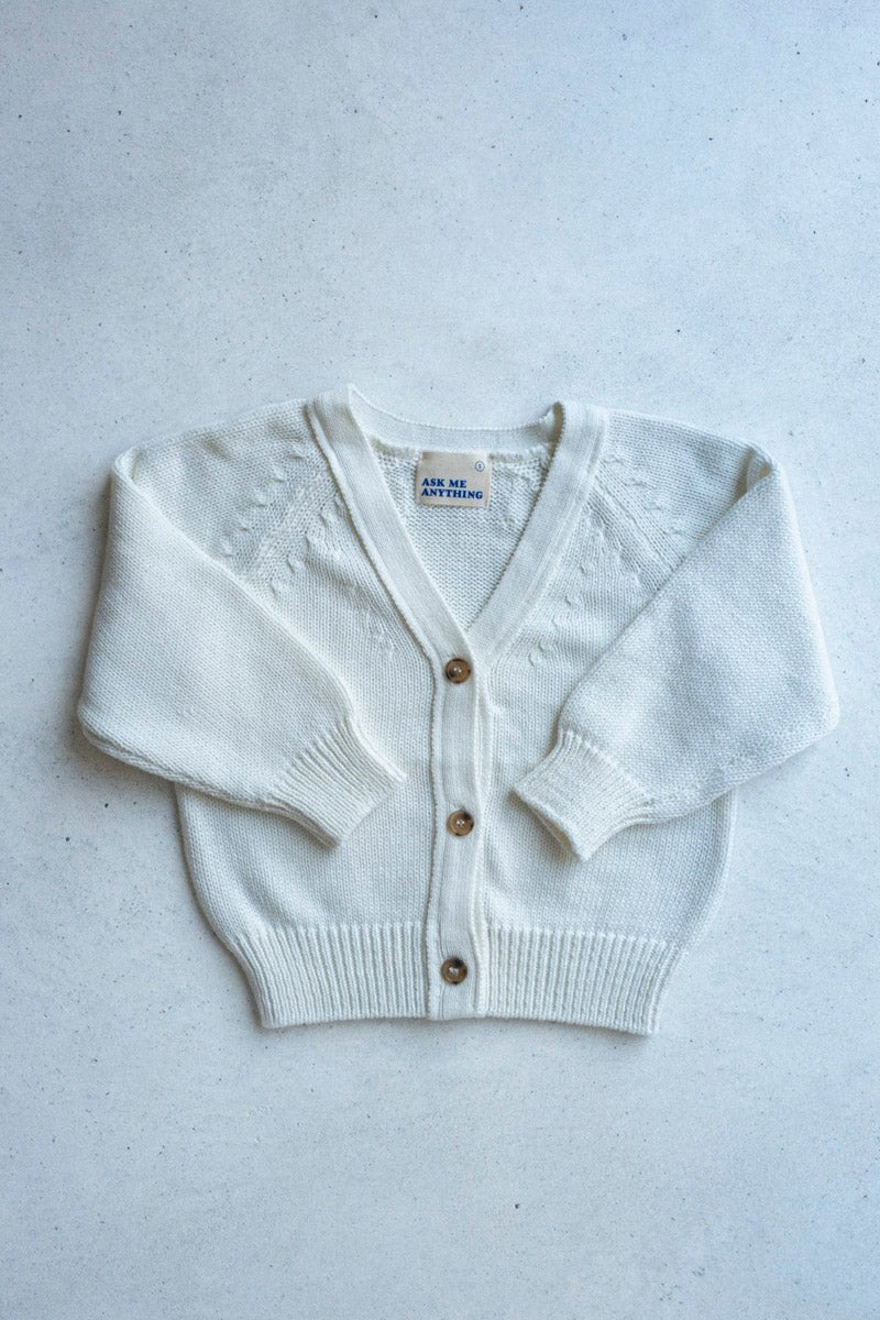 Basic Cotton Cardigan Ivory Beige - Everybody Amsterdam