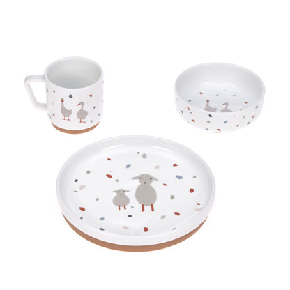 Dish Set Porcelain/Silicone Tiny Farmer, Sheep &amp; Goose - Everybody Amsterdam