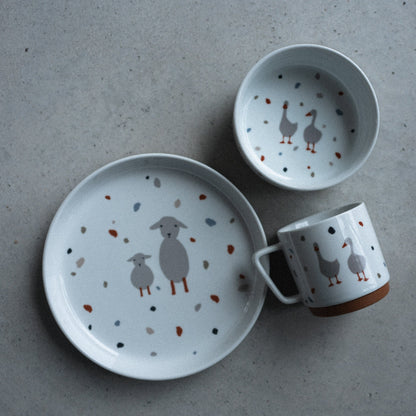 Dish Set Porcelain/Silicone Tiny Farmer, Sheep &amp; Goose - Everybody Amsterdam