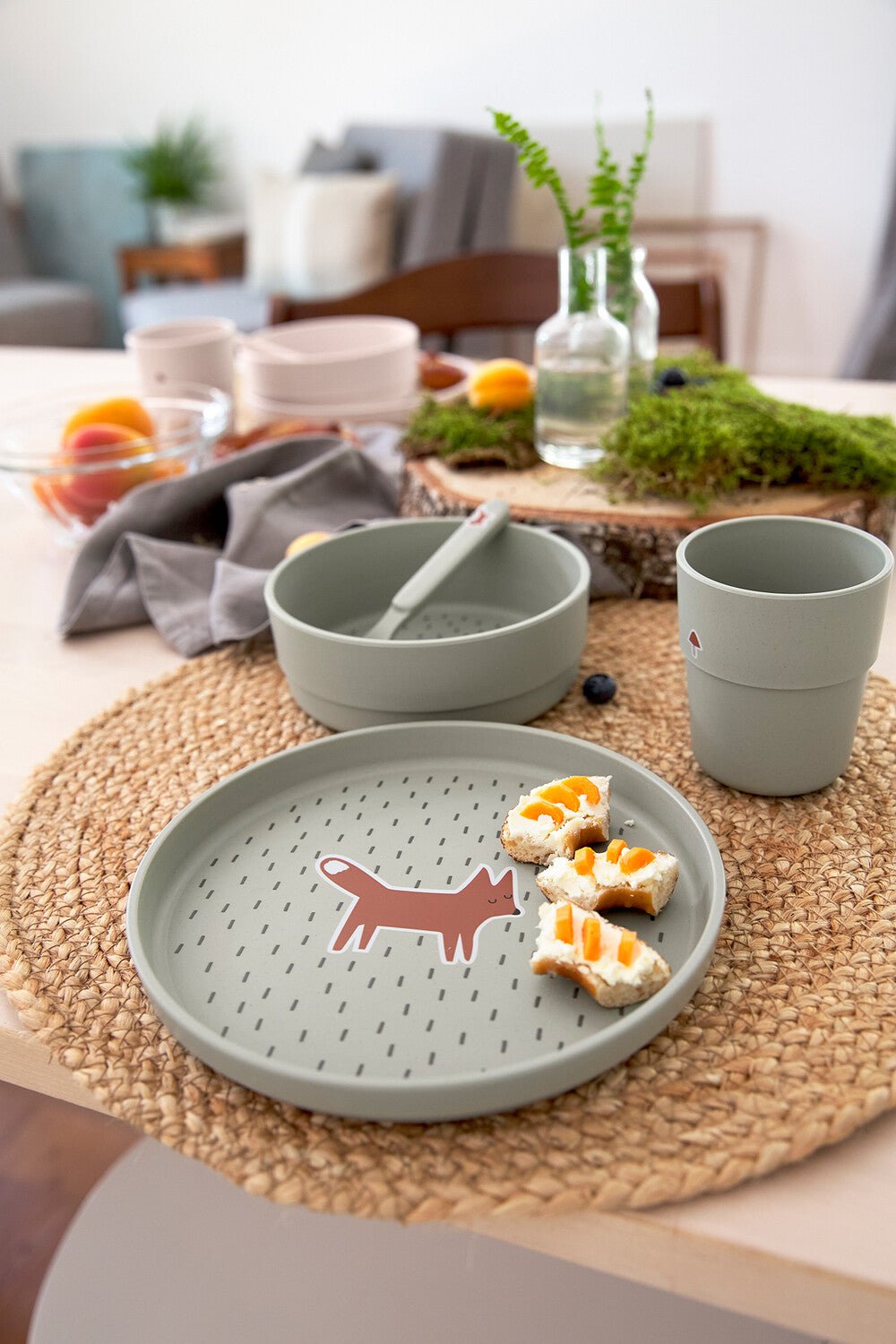 Dish Set PP/Cellulose Little Forest Fox (Plate, Bowl, Mug, Spoon) - Everybody Amsterdam